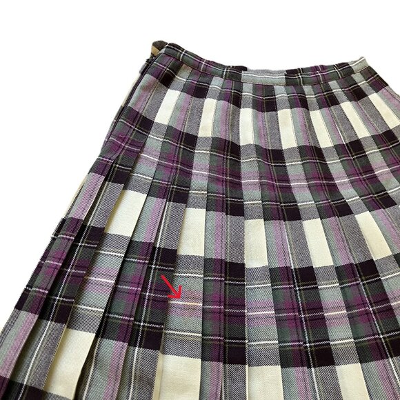 Aljean Wool Plaid Pleated Kilt Skirt Purple Tartan Vintage Made in Canada - Picture 4 of 7